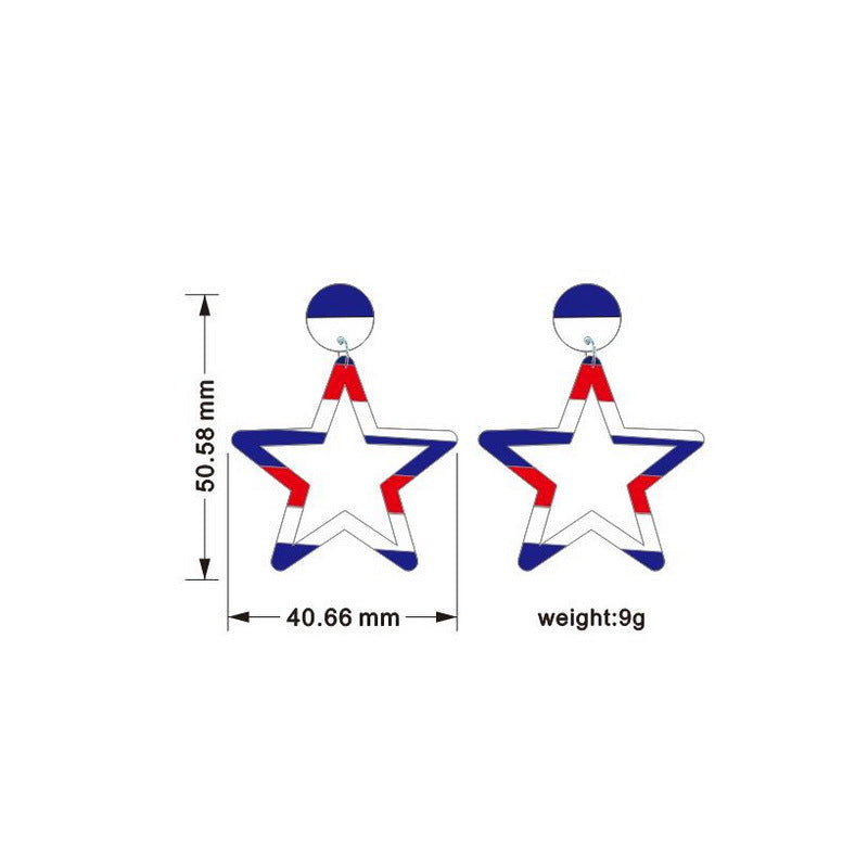 Wholesale American Independence Day Red White and Blue Striped Heart Shape Pentagram USA Acrylic Earrings ACC-ES-XP011