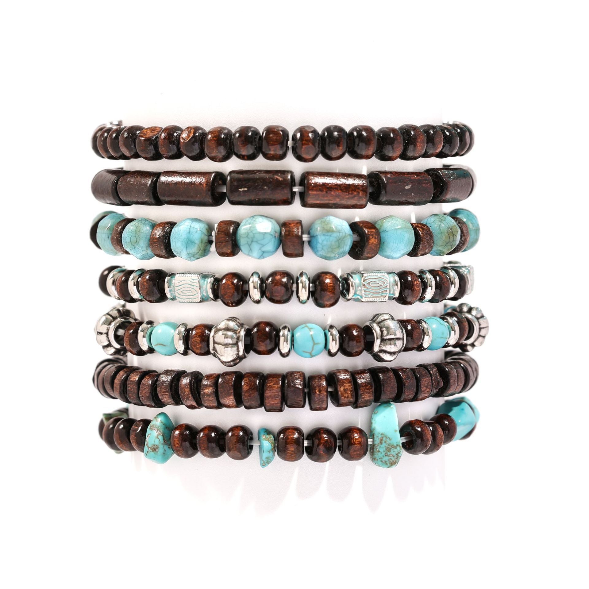 Wholesale Bohemian  Shell Wood Beads Beaded Soft y Pearl Stone Leather Bracelet