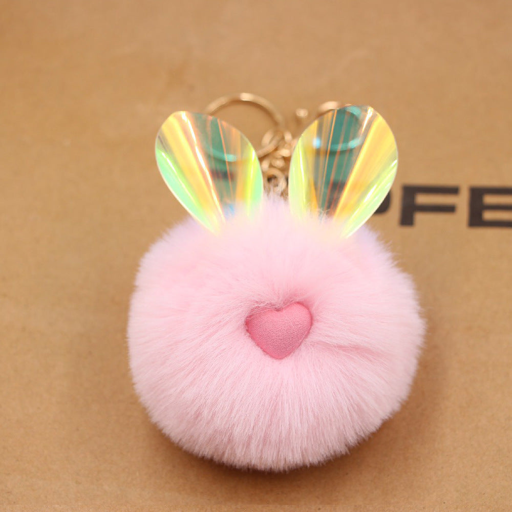 Wholesale Cute Color Changing Ears Rabbit Fur Ball Keychains ACC-KC-Zuge010