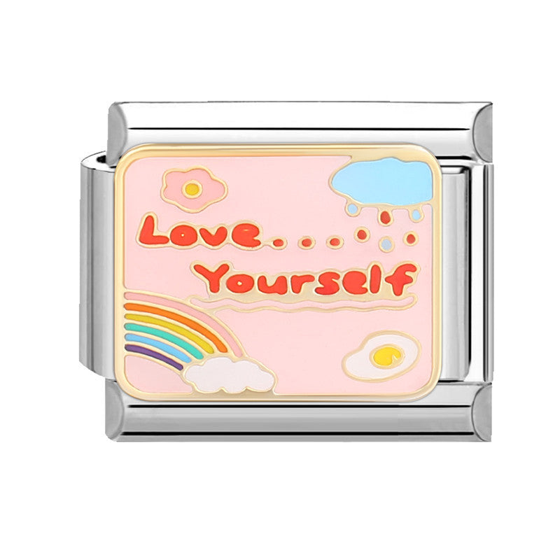 Wholesale Italian Beaded Bracelet 9mm DIY Splicing Removable Yellow Cartoon Series Stainless Steel Combinable Bracelet