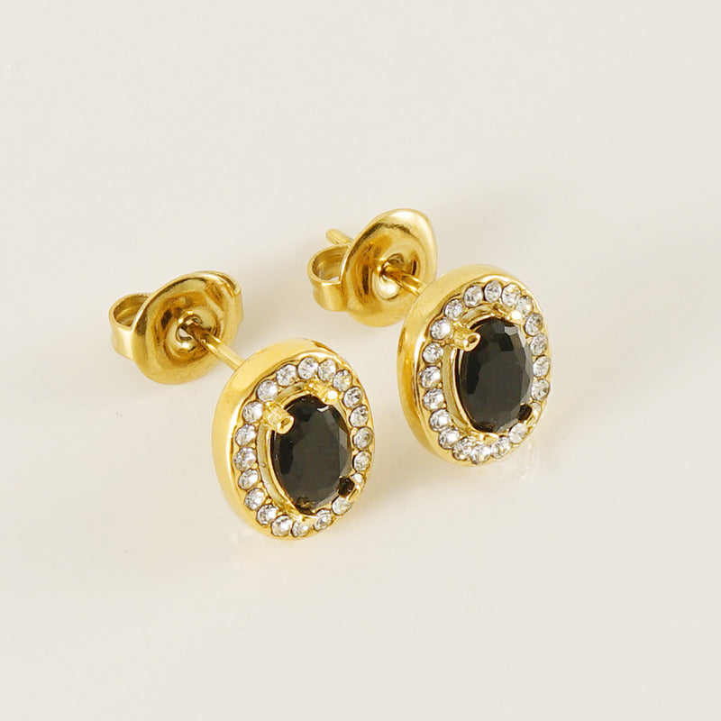 Wholesale Stainless Steel Love Zircon 18K Water Drop Sunflower Earrings ACC-ES-Zhongy002