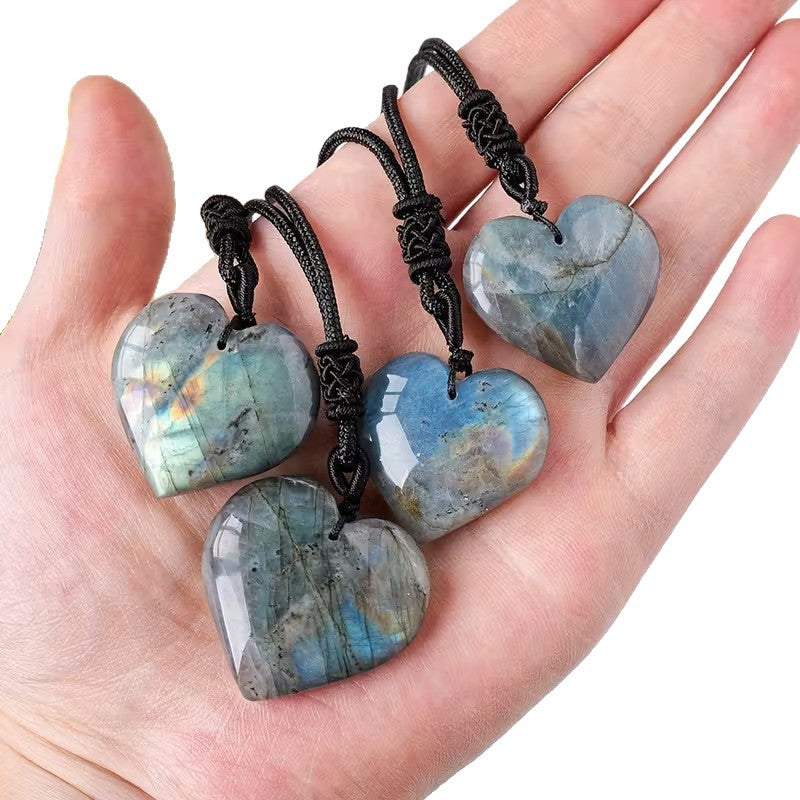 Wholesale Natural Stone Heart Pendant Necklace Crystal Moonstone Jewelry Gift For Party