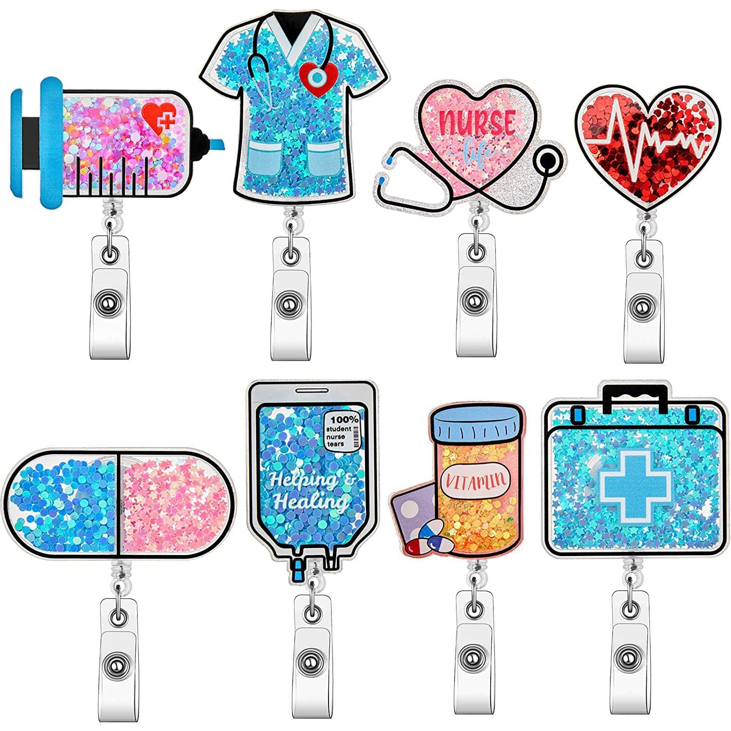 Wholesale Blood Type Pattern Acrylic Badge Scroll Easy Stretch Shrink Keychain ACC-KC-BoYan003