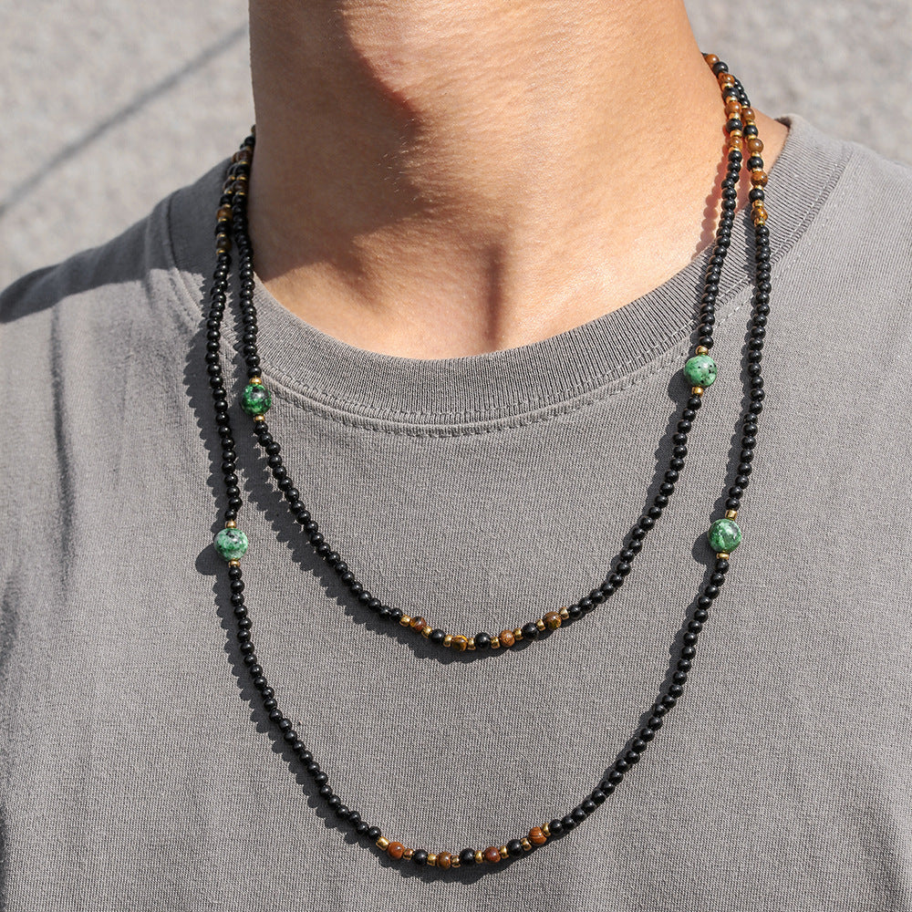 Wholesale Beaded Multi-Layer Turquoise Men' s Necklace Retro Hand-Woven Style