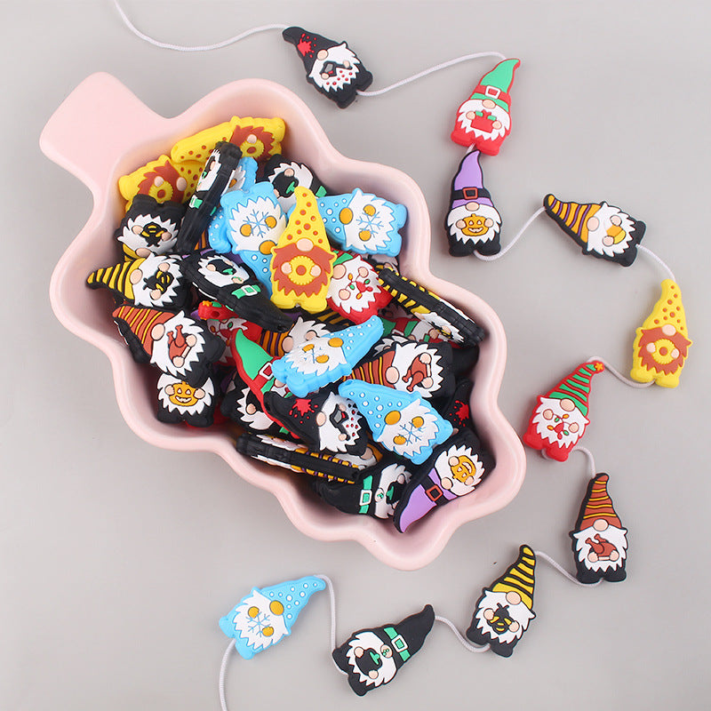 Wholesale 5pcs Christmas Silicone Beads Focal Beads DIY Beading Accessories ACC-BDS-GuangTian044