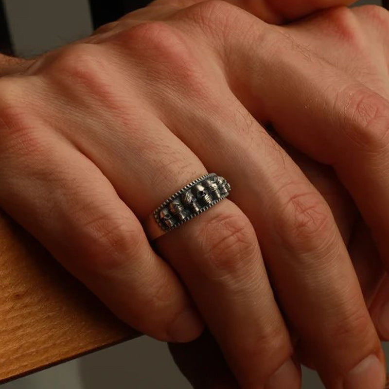 Wholesale Antique Silver Gothic Skull Vintage Couple Ring