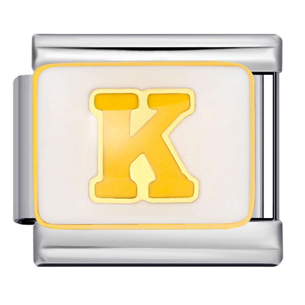 Wholesale 10pcs Italian Charm Bracelet 9mm DIY Splicing Colorful Oil-Drip Letters Stainless Steel Composable Bracelet