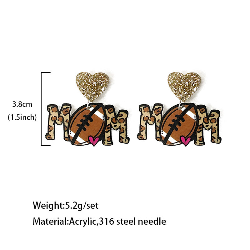 Wholesale MOM Ball Sports Acrylic Earrings As Mother's Day Gift ACC-ES-XinChuan002