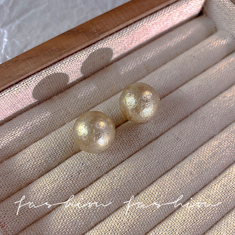 Wholesale S925 Silver Needle Large Pearl Earrings