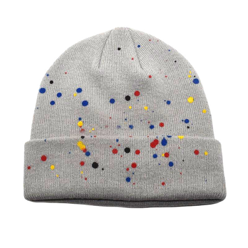 Wholesale  colorful polka dot graffiti knitted hat