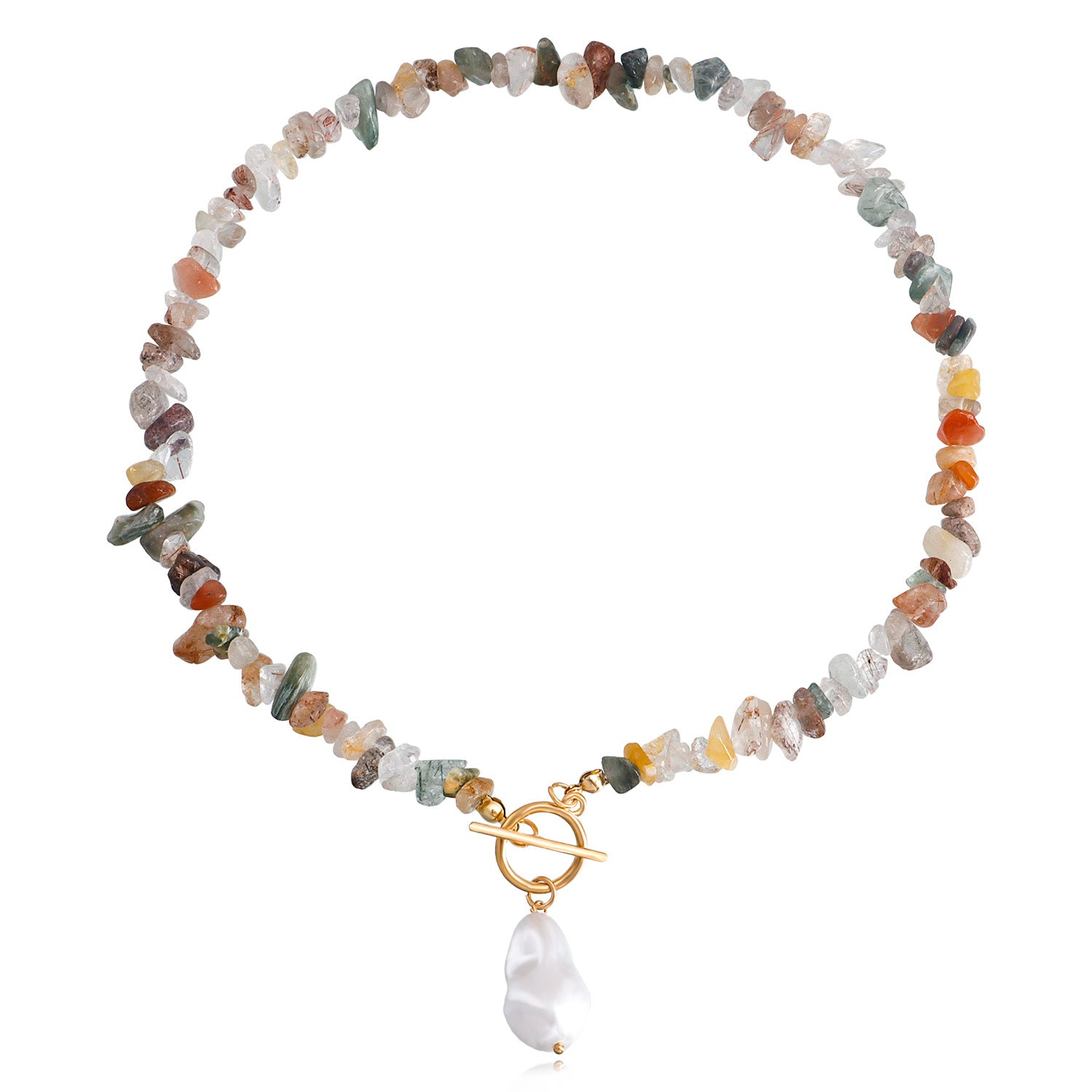 Wholesale Trendy Green Turquoise Irregular Pearl Necklace Alloy Jewelry Accessory