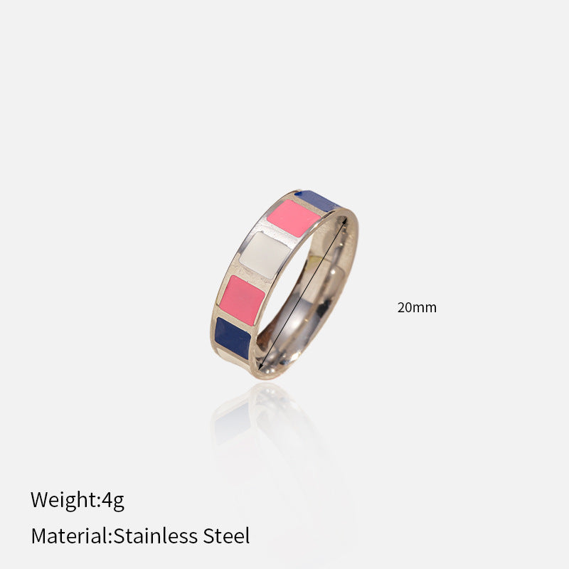 Wholesale  color minimalist color-blocking  stainless steel  rings