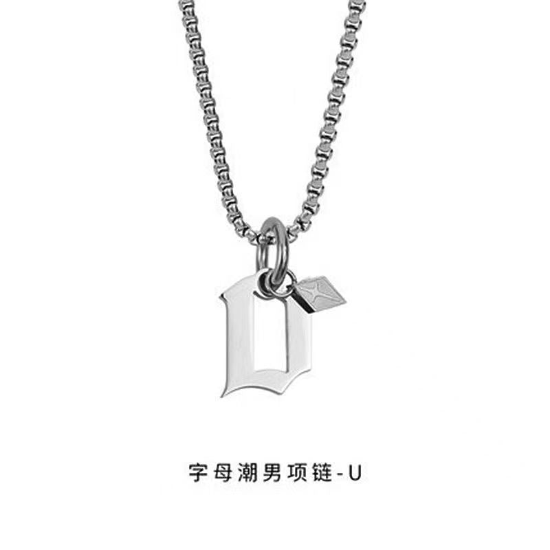 Wholesale Men's 26 Alphabet Titanium Steel Necklace