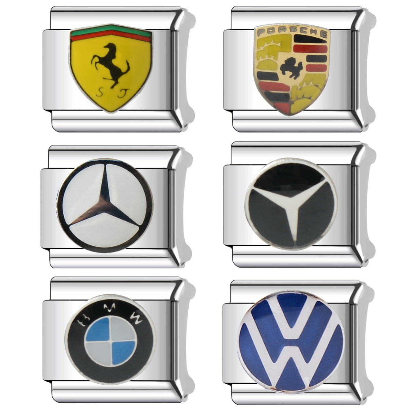 Wholesale Italian Charm Bracelet 9mm DIY Splicing Car Logo Series Titanium Steel Composable Bracelet