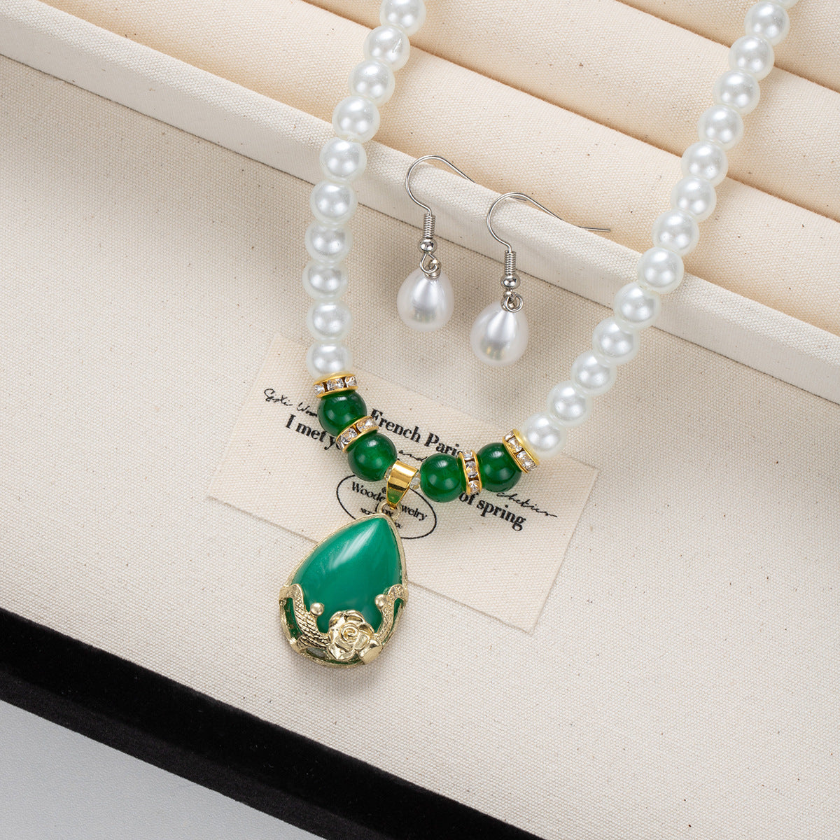 Wholesale three-piece suit anti-pearl earring collar necklace chain jewelry suit