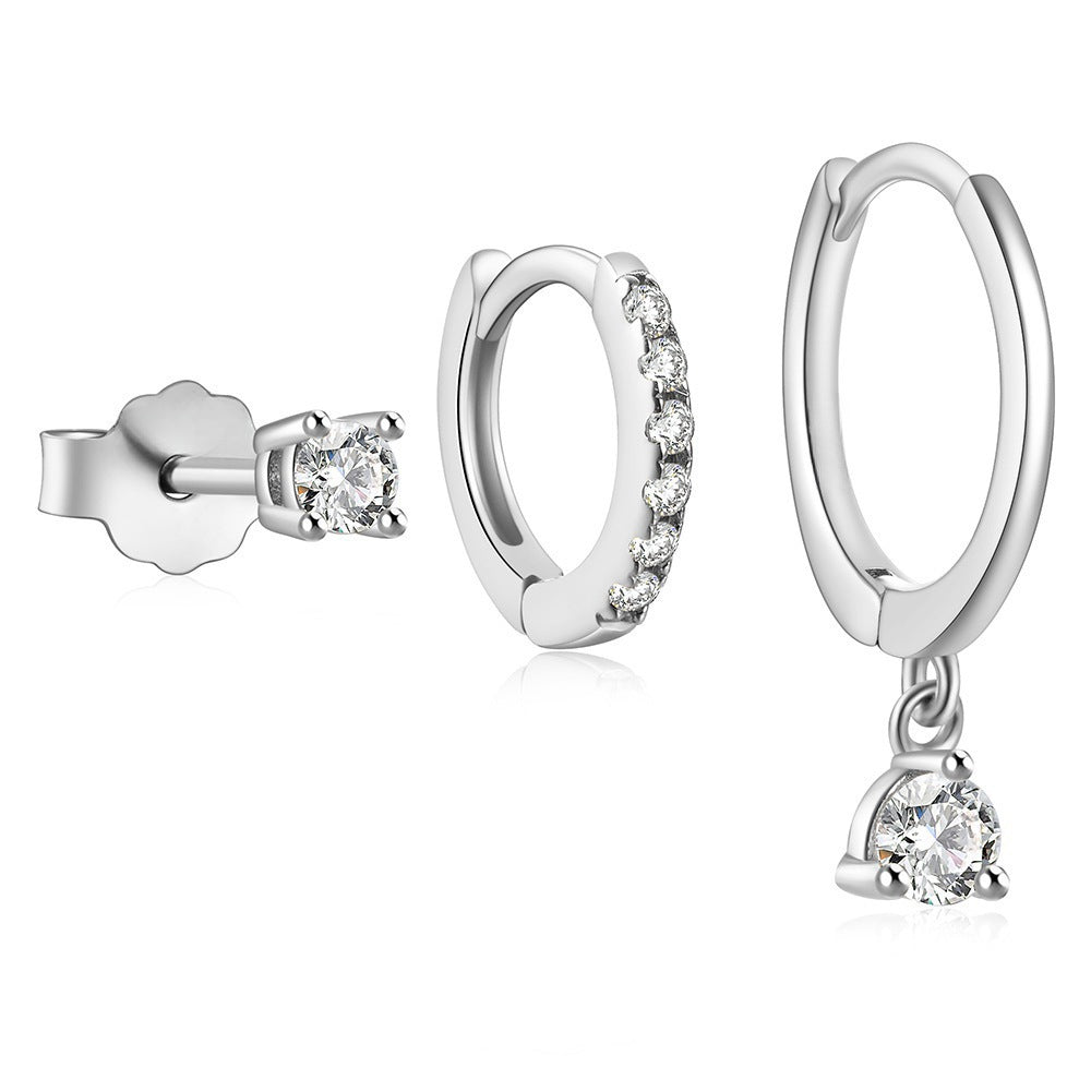Wholesale Simple Claw Set Zircon Earrings