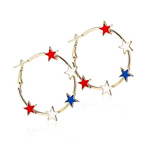Wholesale five-pointed star Independence Day flag love heart earrings