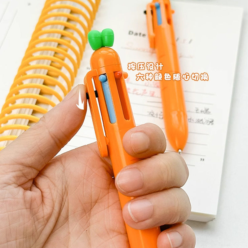 Wholesale Colorful Plastic Cartoon Carrot Pen Multi-color Pen