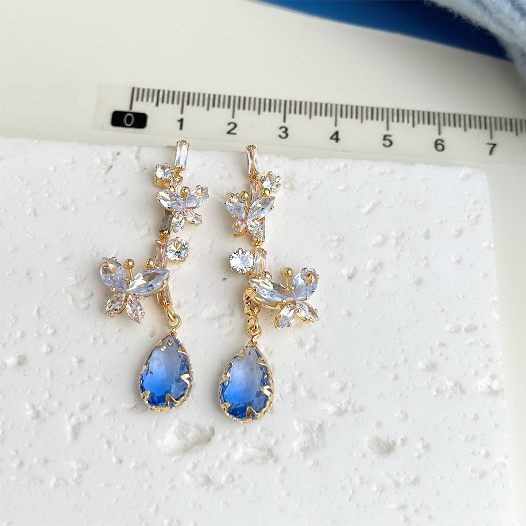 Wholesale blue oil earrings