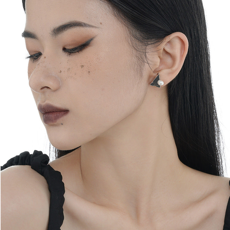 Wholesale Simple S925 Sterling Silver Inlaid Shell Pearl Cheese Earrings ACC-ES-YWE008