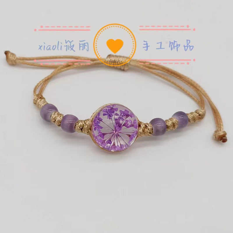 Wholesale Handwoven Colorful Ceramic Beads Natural Real Flower Bracelet ACC-BT-Youl011