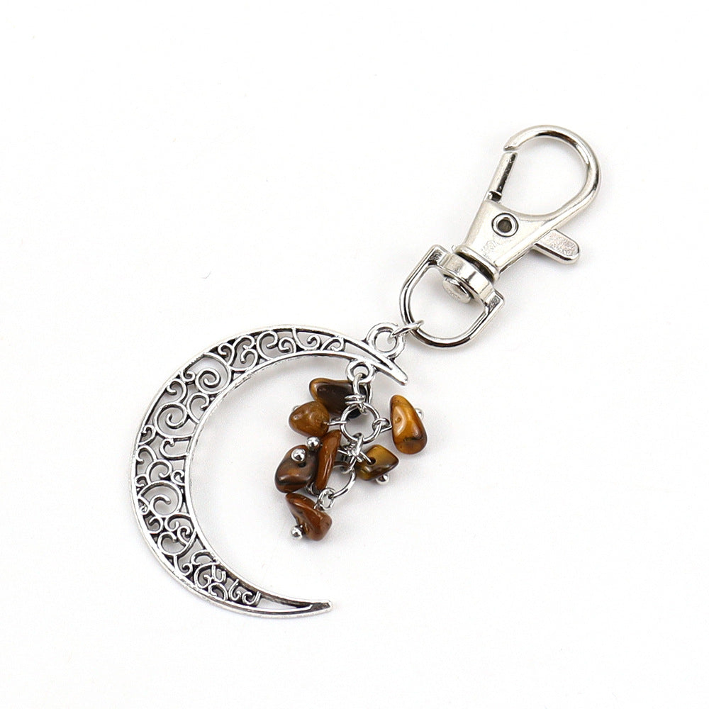 Wholesale Moon Gravel Grape Bunch Natural Crystal Rough Stone Keychain ACC-KC-HanX003