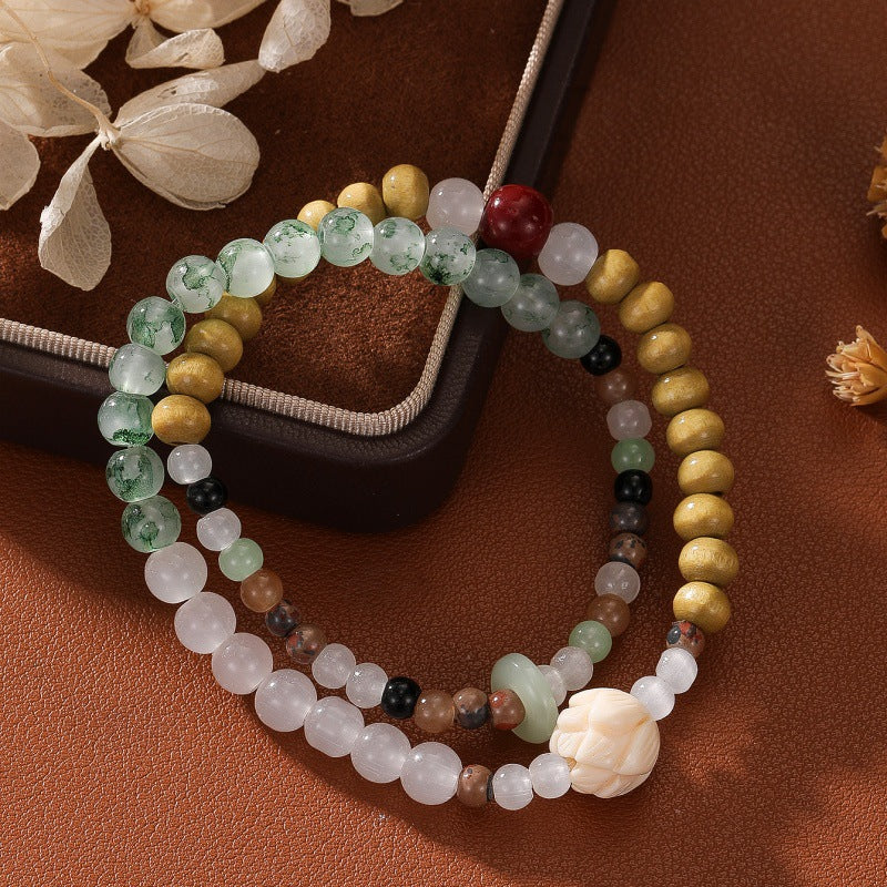 Wholesale Crystal Electroplated Double Layer Bracelet - Trendy Everyday Jewelry Accessory for Women Gift