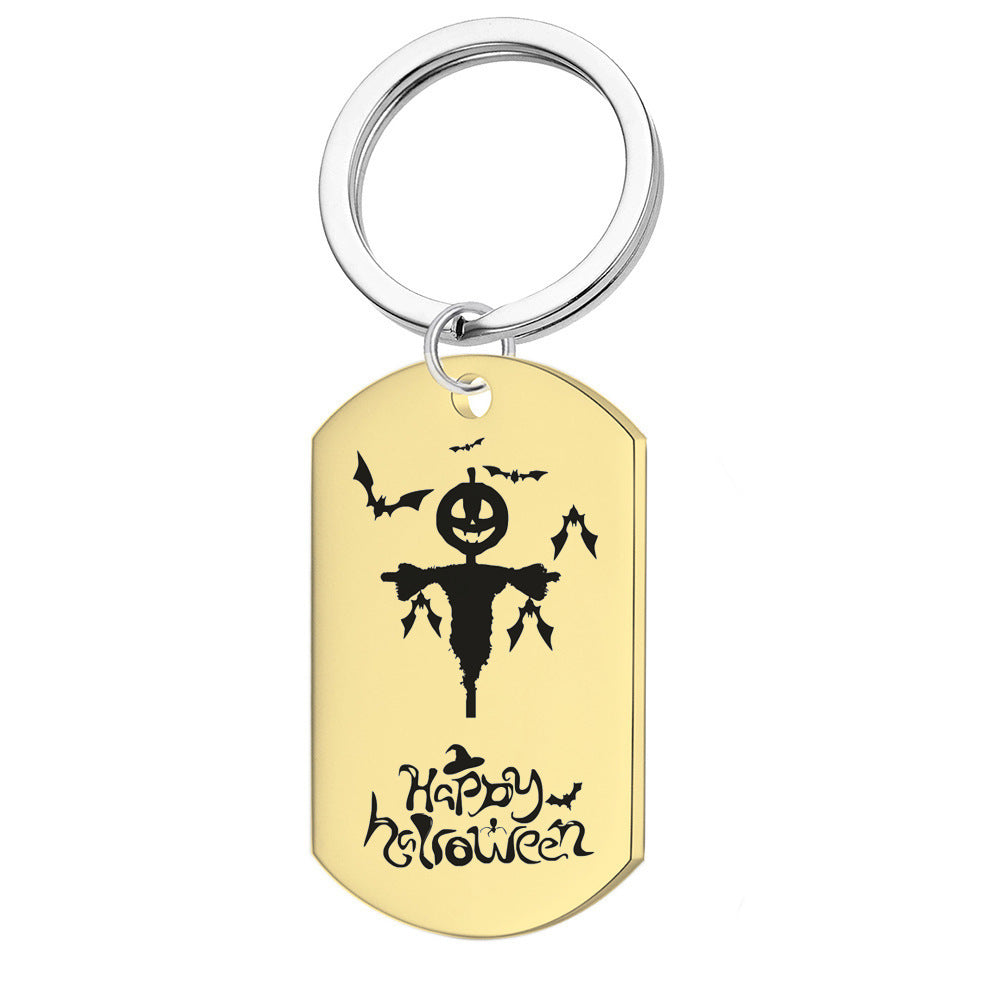 Wholesale Multi Style   Cat Dog Tag Keychain Stainless Steel Skull Engraved Keyring