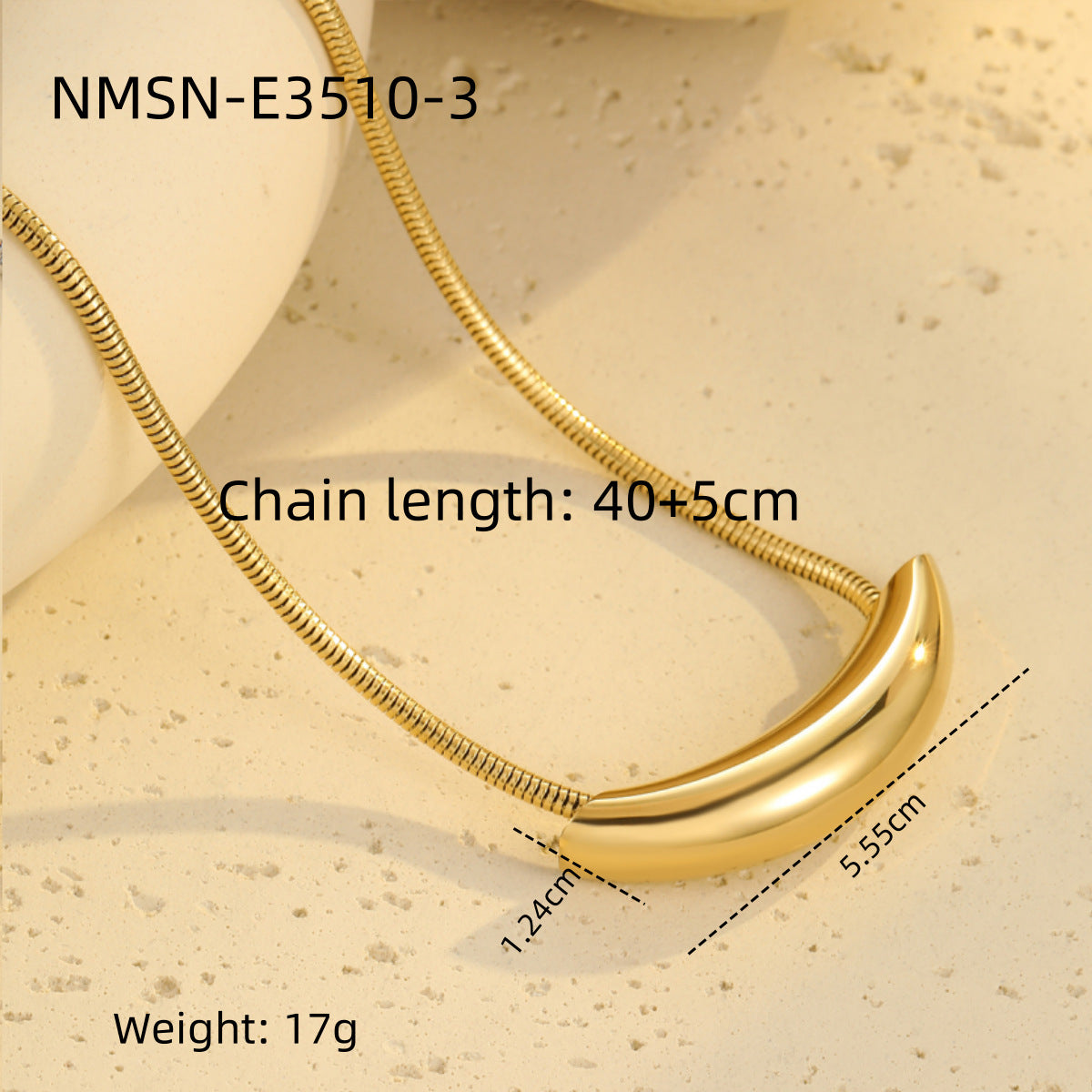 Wholesale Stainless steel simple love snake bone necklace