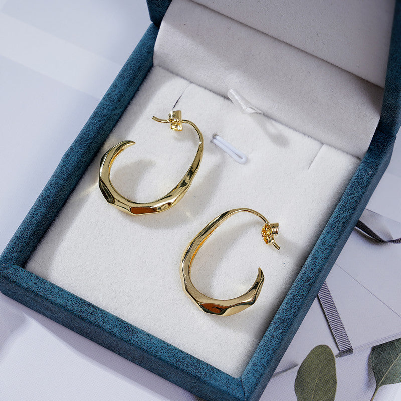 Wholesale French Exaggerated Irregular Gold-Plated Earrings for Women - Boutique Resale Jewelry