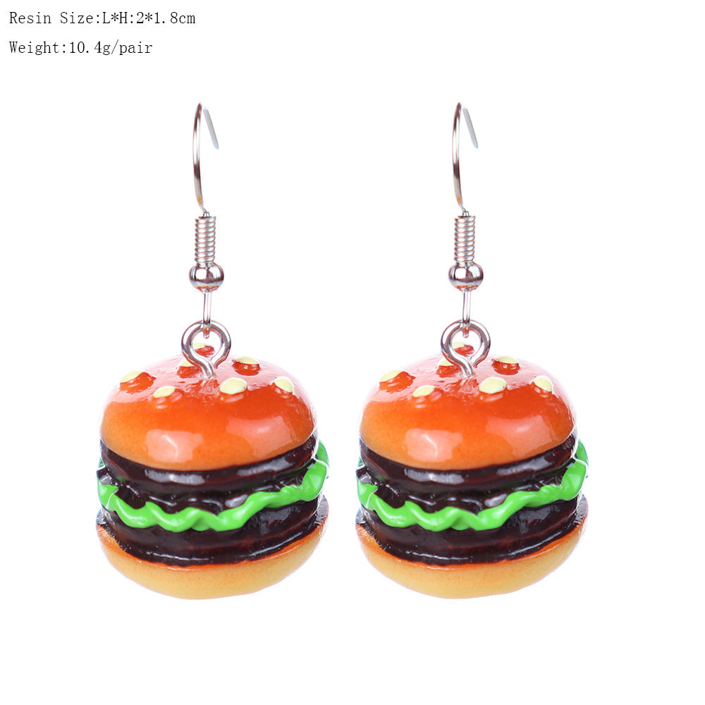 Wholesale  fun  simulation food and play beef hamburger earrings