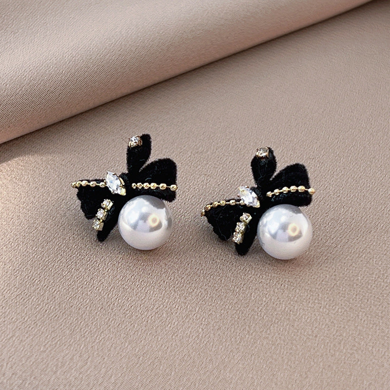 Wholesale Retro Light Luxury Bow Bead Earrings ACC-ES-XiaoCheng012
