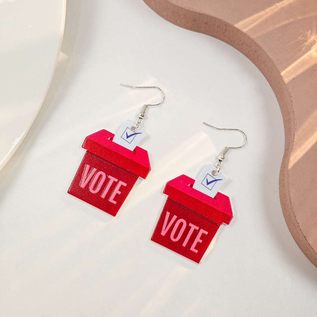 Wholesale Vintage Heart Flowers Independence Day Acrylic Earrings ACC-ES-HeMing008