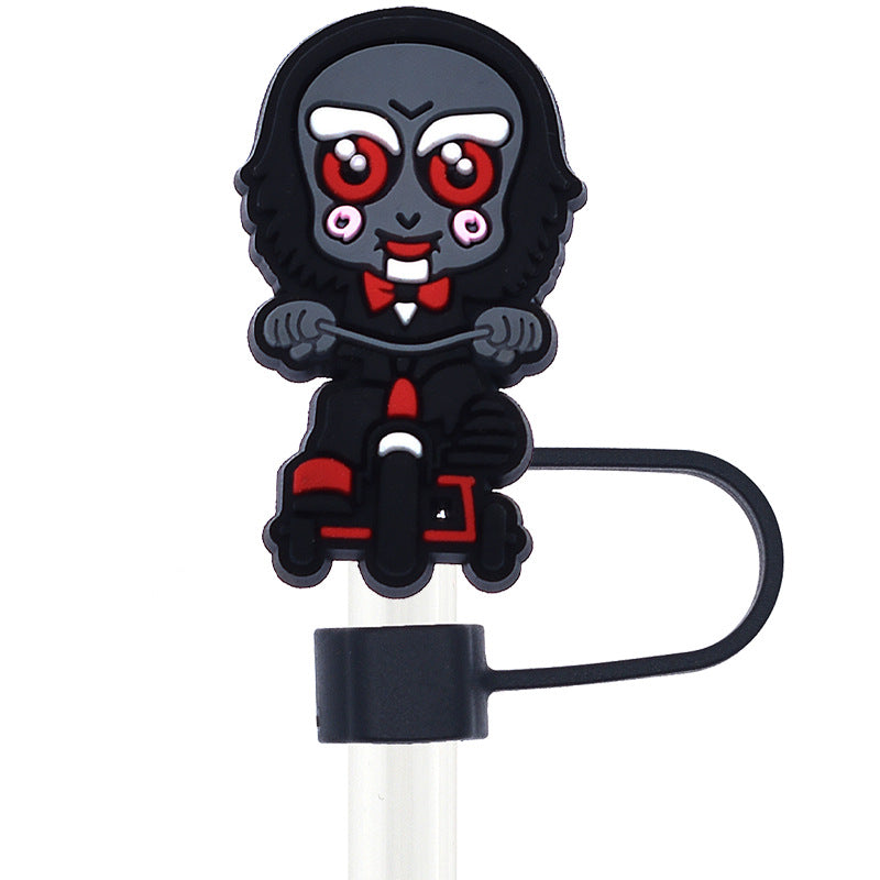 Wholesale Random 100pcs Halloween 10mm PVC Soft Straw Tube Cap ACC-SCR-RYY080