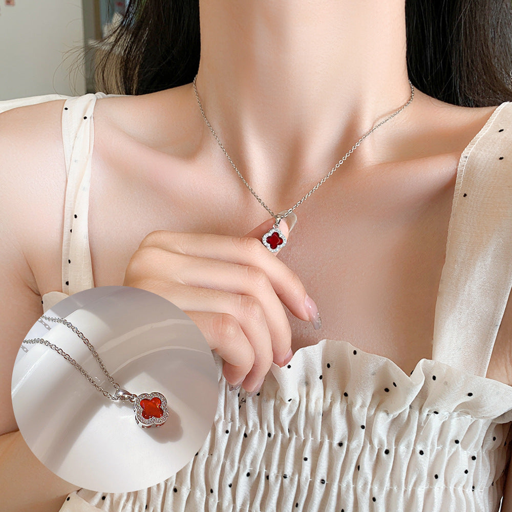 Wholesale Titanium Steel Zircon Clavicle Chain Necklace Korean Style Jewelry Accessory
