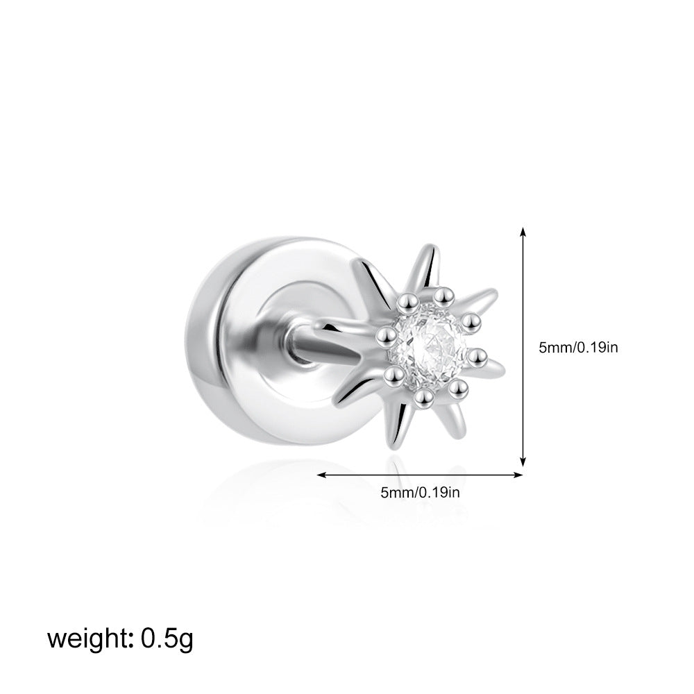 Wholesale Stainless steel 18K gold zircon titanium steel mini stud earrings