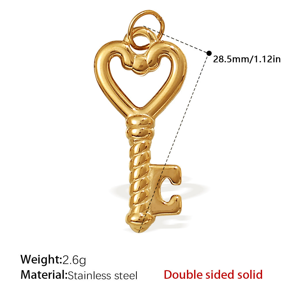 Wholesale Diamond-Encrusted Key Lock Stainless Steel Pendant Accessories