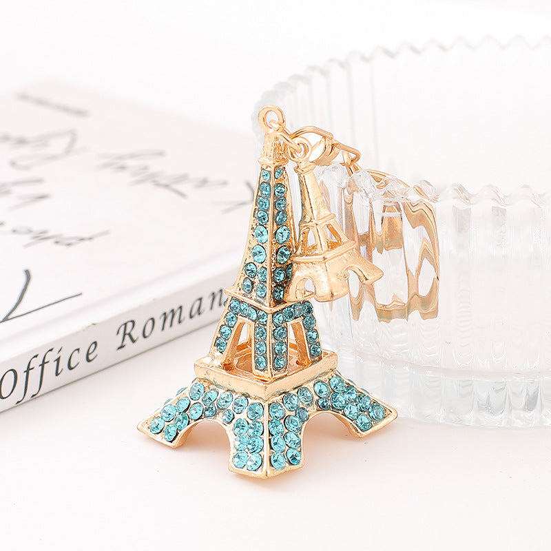 Wholesale Creative Rhinestone Paris Eiffel Tower Car Keychain