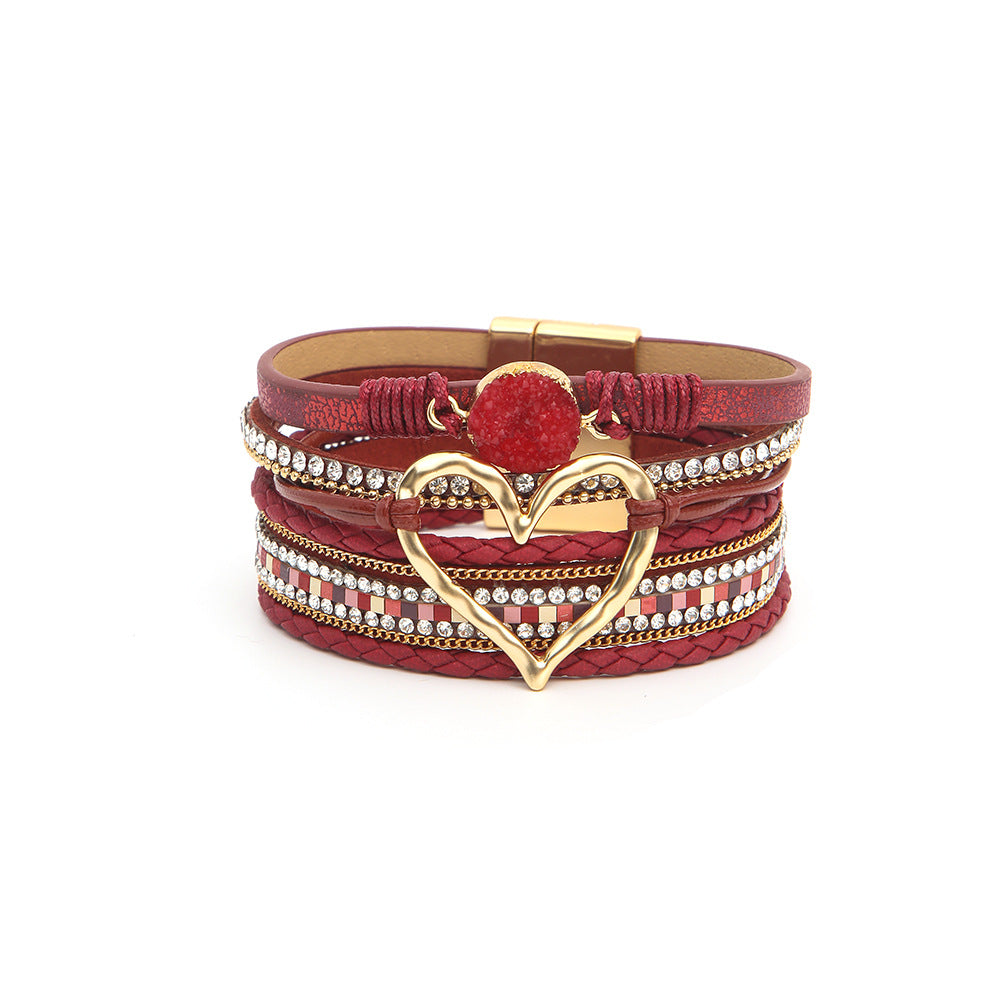 Wholesale Bohemian Multi-layered Leather Handwoven Love Bracelet
