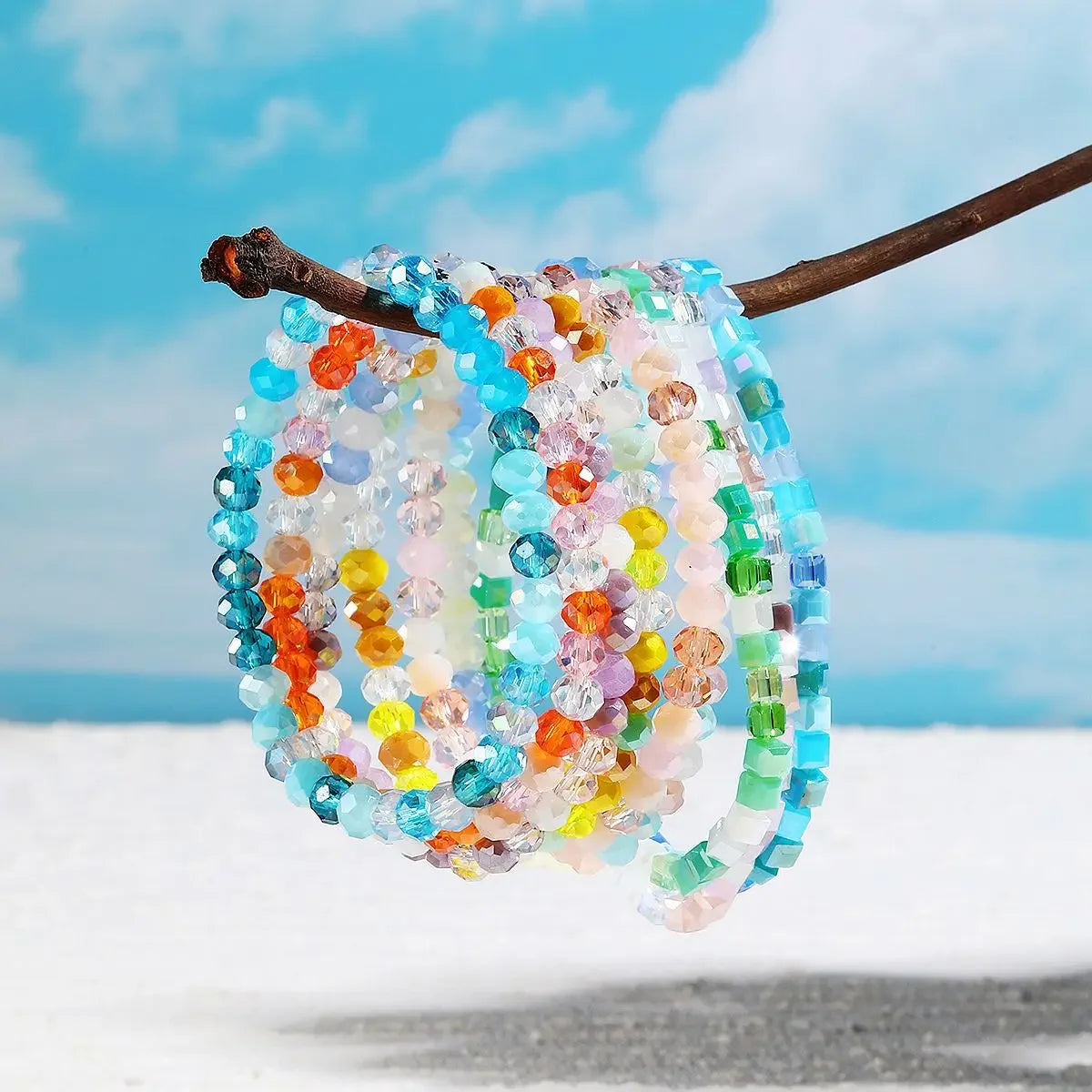 Wholesale Bohemian Elastic Line Crystal Bracelet Set