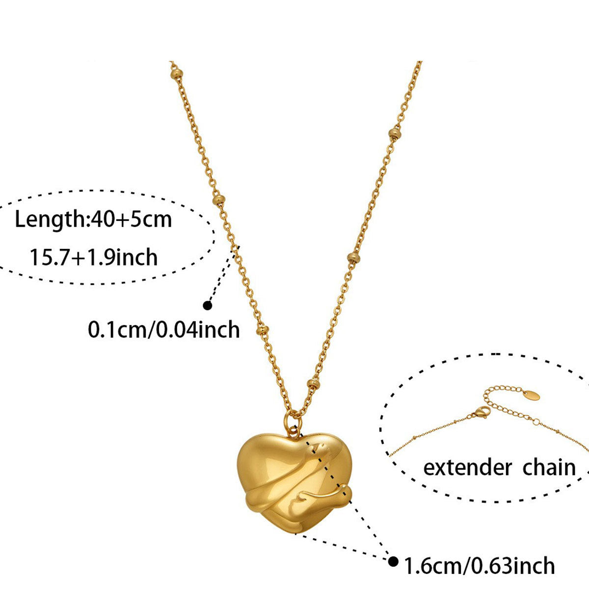 Wholesale Stainless Steel Gold-Plated Heart Pendant Necklace Fashion Jewelry Accessory