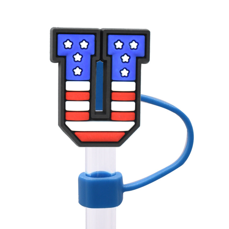 Wholesale Random 100pcs dustproof straw cap letter Straw Cover Straw Tube Cap