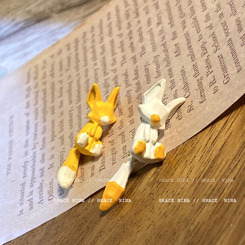 Wholesale cute fox asymmetrical earrings