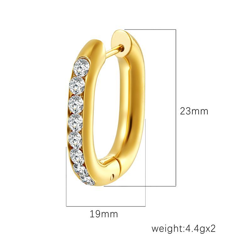 Wholesale oval inlaid zircon stainless steel earrings