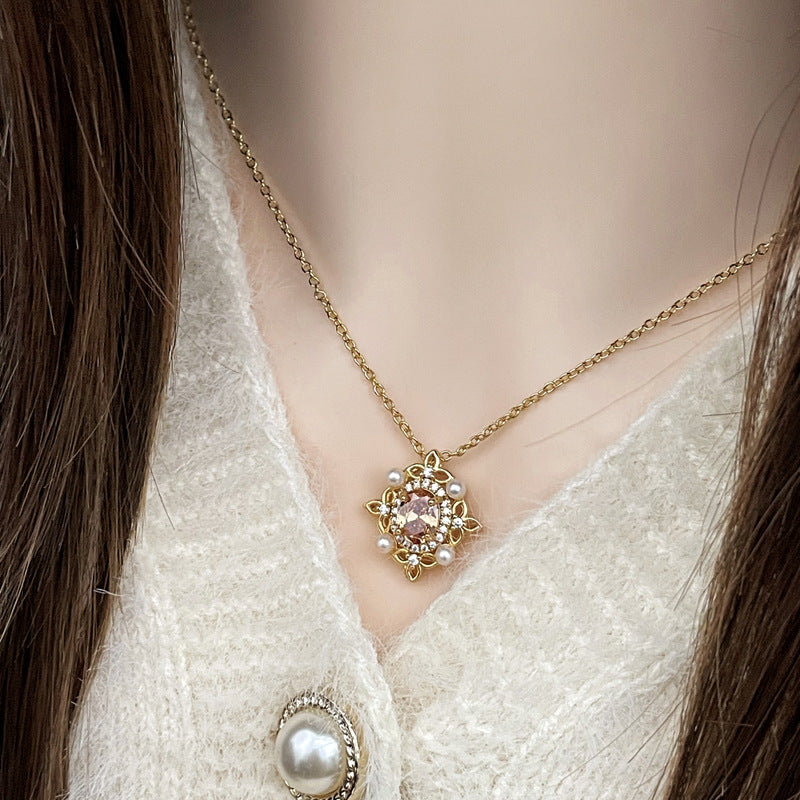 Wholesale inlaid brushed love necklace