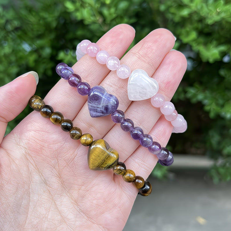 Wholesale Natural Amethyst Heart Shaped Beaded Bracelet Women S Fashion Jewelry Gift For Everyday Wear And Boutique Resale