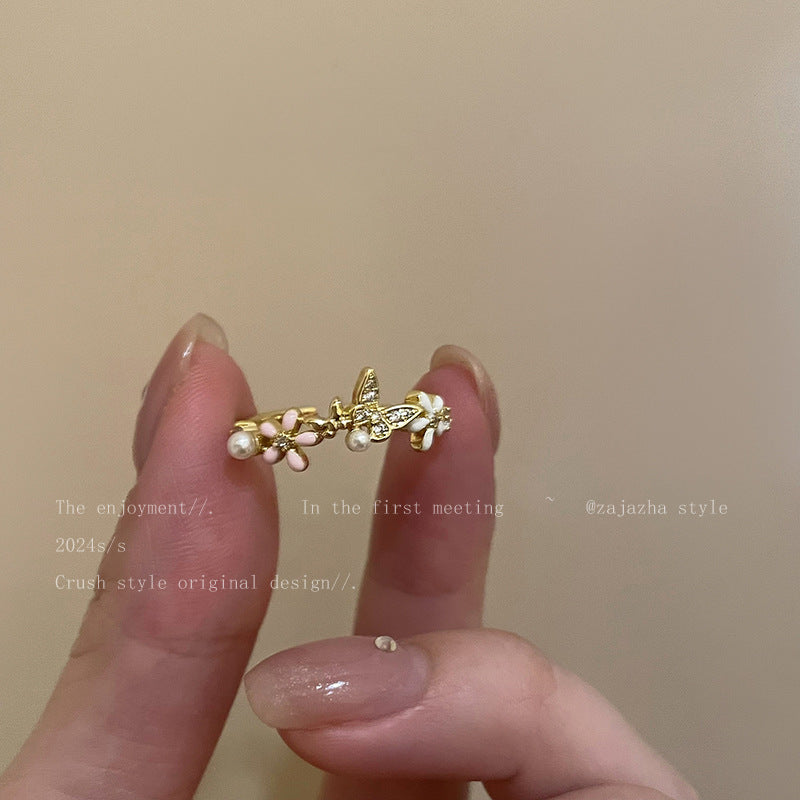 Wholesale Flower Open Ring For Women Zinc Alloy Fashion Jewelry Boutique Resale