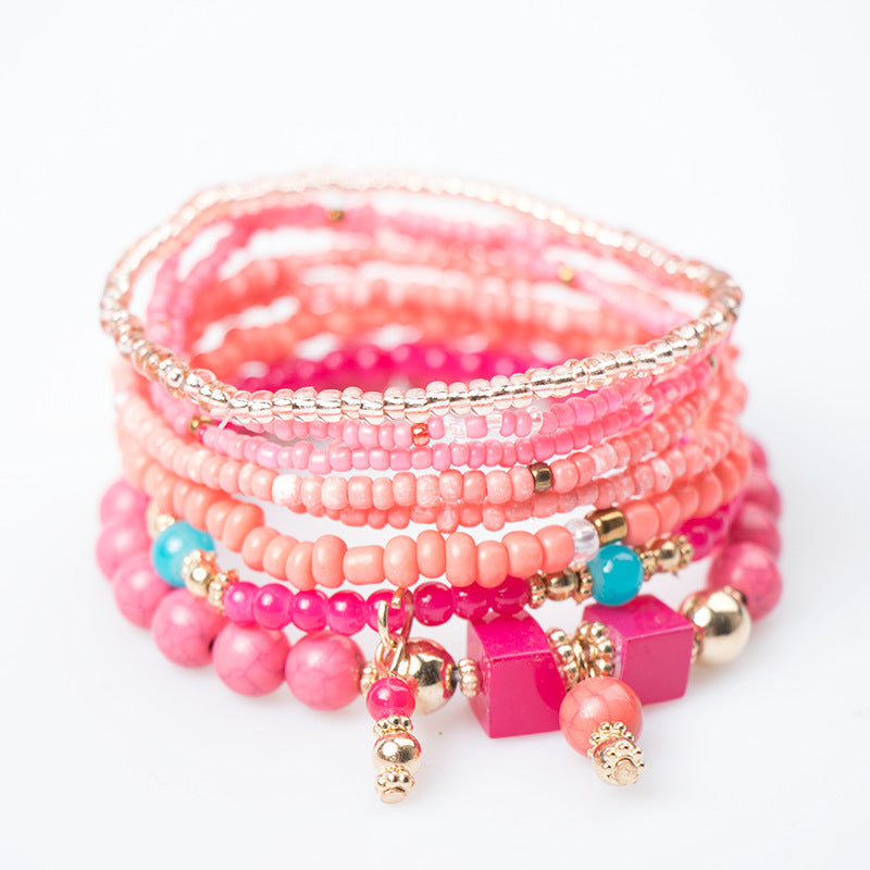 Wholesale Bohemian Multi-layer Rice Beads Bracelet ACC-BT-NaiHong015