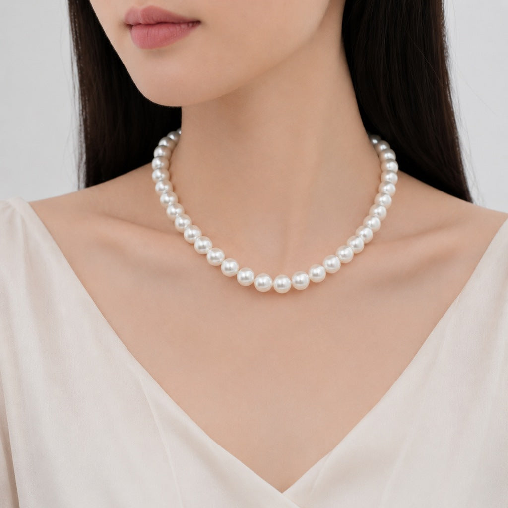 Wholesale Stylish White Faux Pearl Necklace For Women Elegant Cheongsam Collarbone Chain Gift Jewelry Accessory