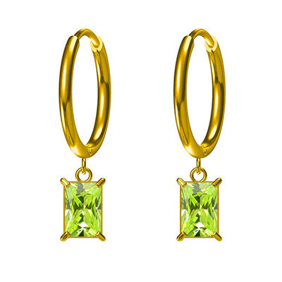 Wholesale 2PCS Steel-titanium colored zircon earrings